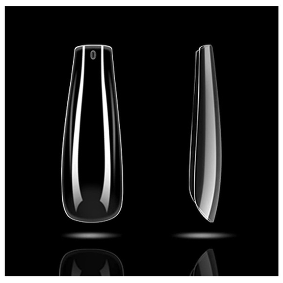 2 Boxes Long Fake Nails Clear Acrylic Coffin Shaped Ballerina Nails Tips 500pcs - Picture 6 of 8